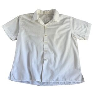 Cleverly‎ Laundry Mens White 100% Cotton Short Sleeve Camp Collar Shirt Size 2